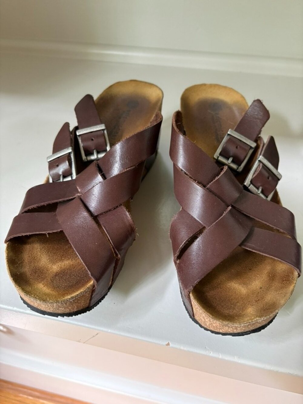 brown leather sandals, size 37, eric michael